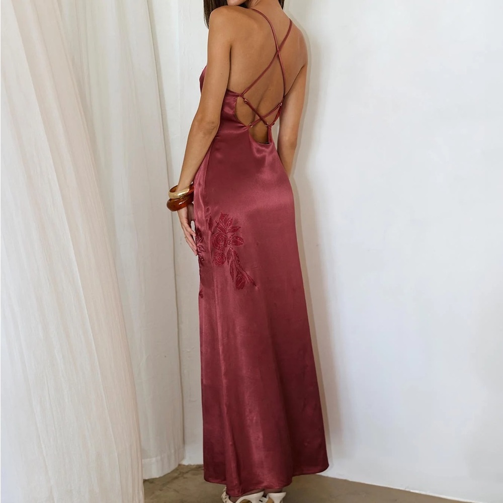 Princess Polly Catch You Up Beaded Maxi Dress Red